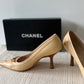 Vintage Chanel Pointed Toe Heels – Beige Leather, Size 40