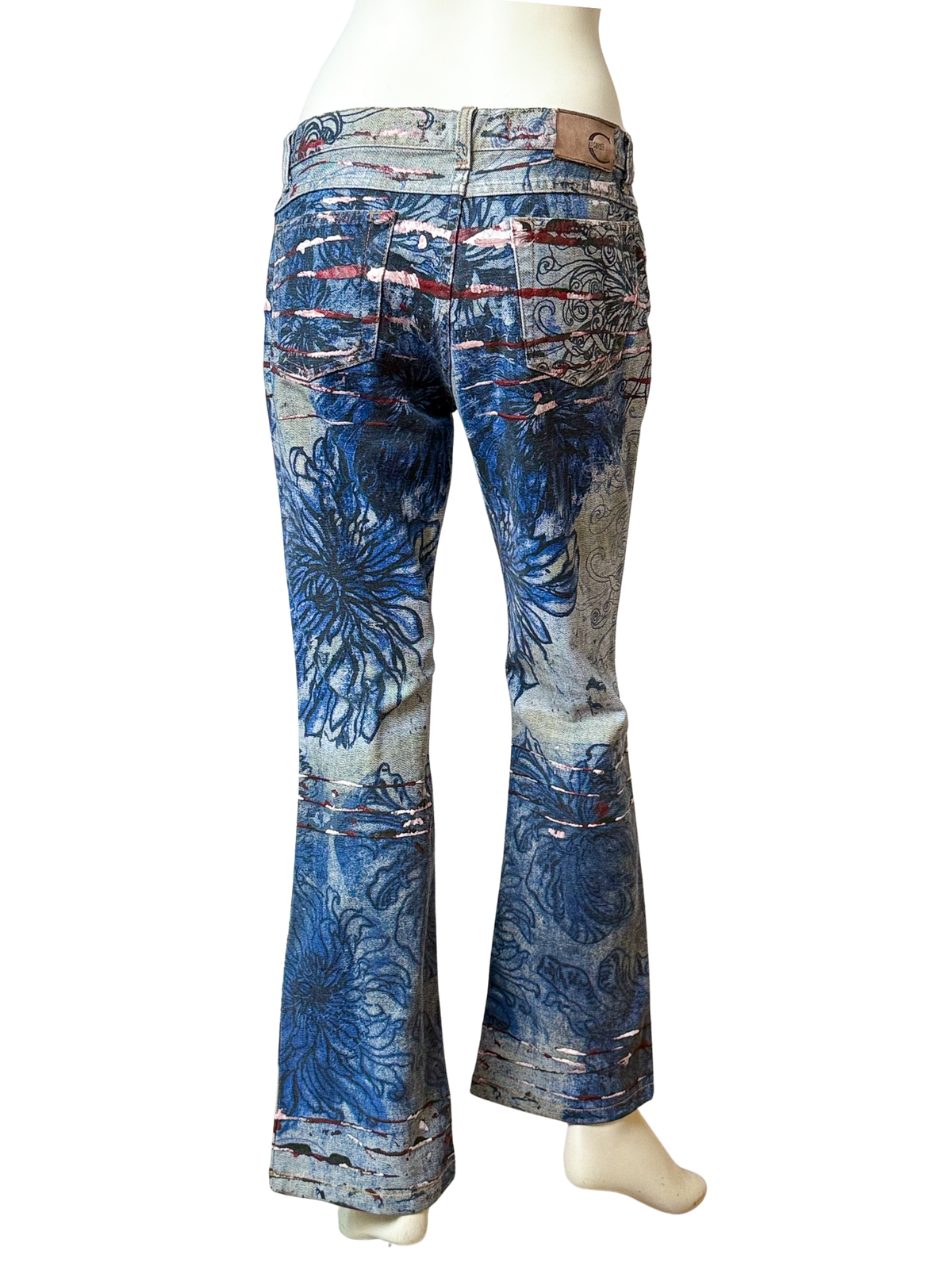 Vintage Just Cavalli Printed Bootcut Jeans – Floral Print