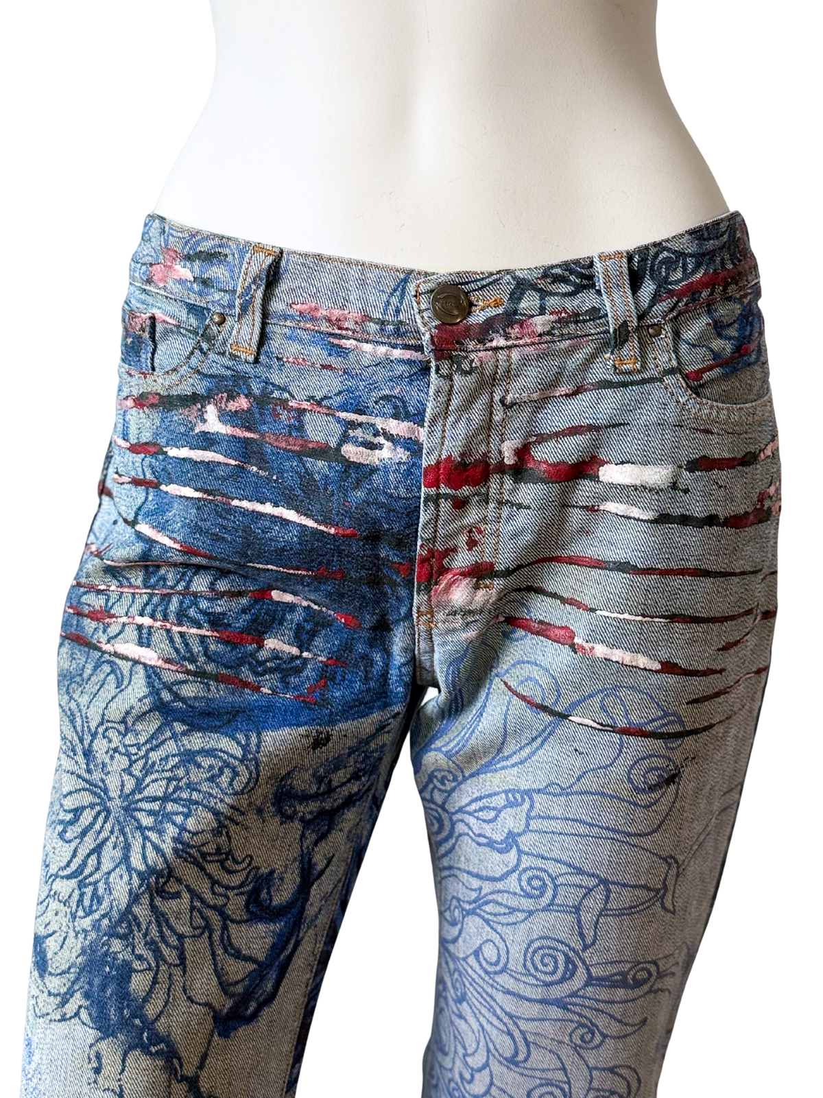 Vintage Just Cavalli Printed Bootcut Jeans – Floral Print