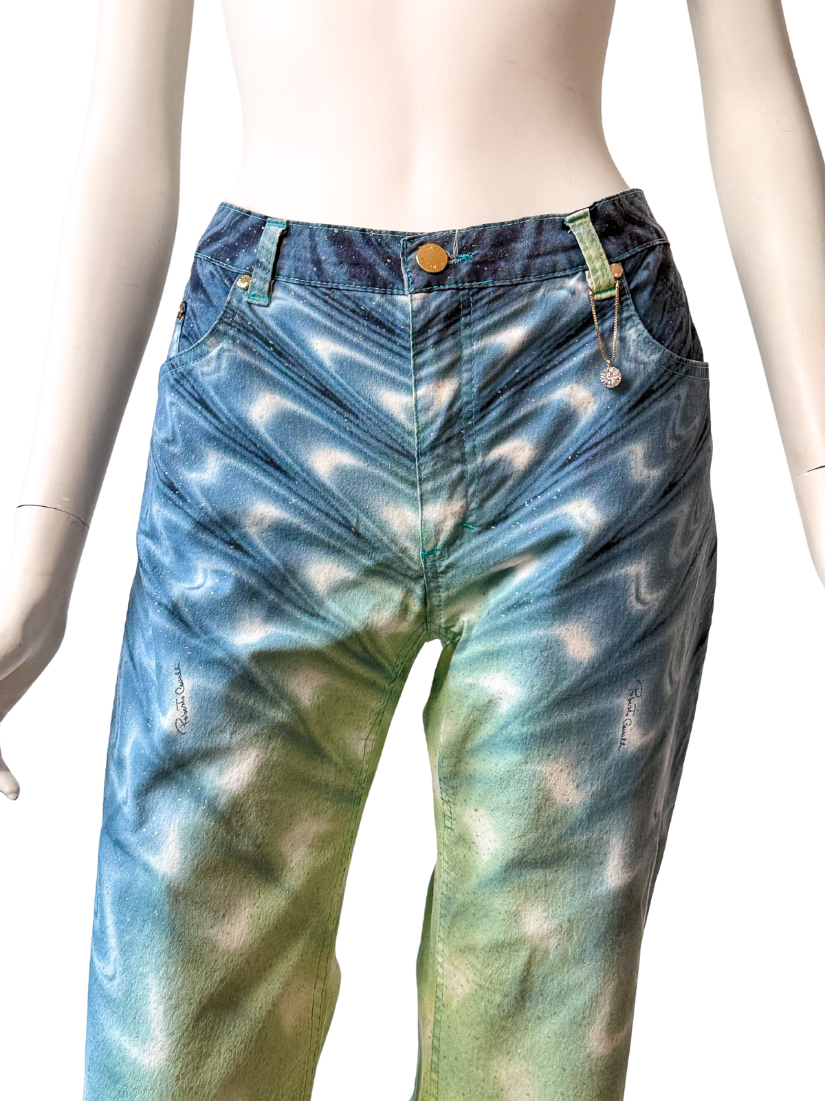 Roberto Cavalli Watercolour Pants Glitter Size XL