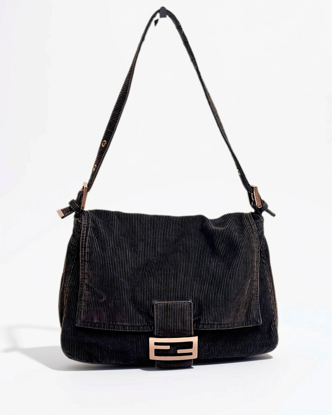 Fendi Mamma Baguette in dark brown corduroy