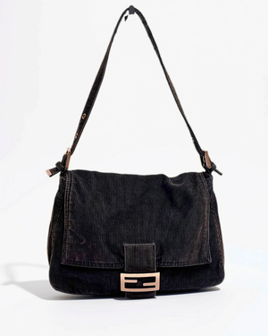 Fendi Mamma Baguette in dark brown corduroy