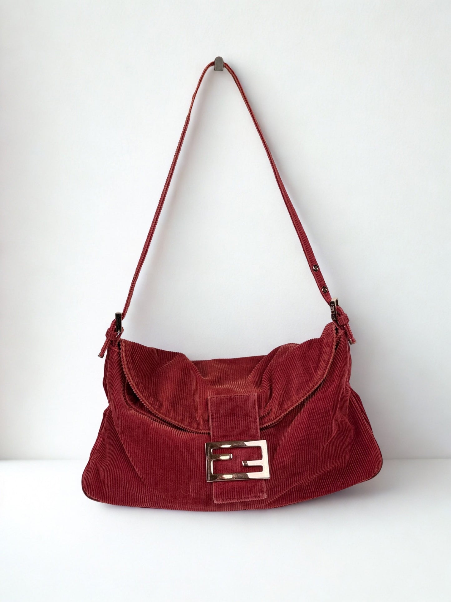 Fendi Mamma Baguette red corduroy