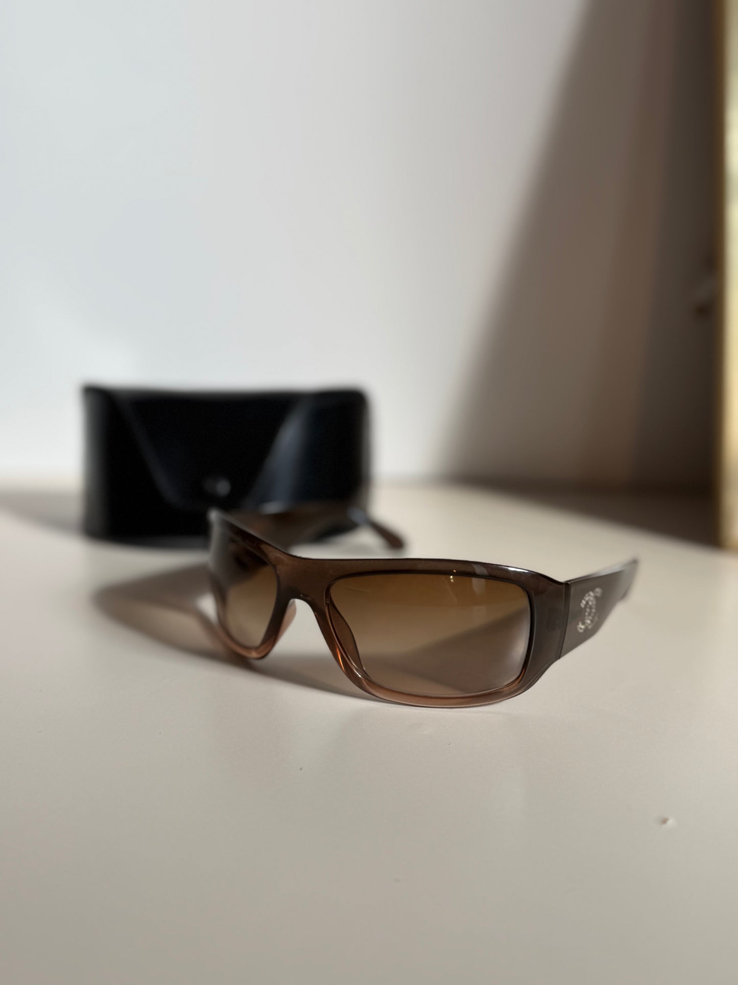 Vintage Chanel Sunglasses Brown Rhinestones