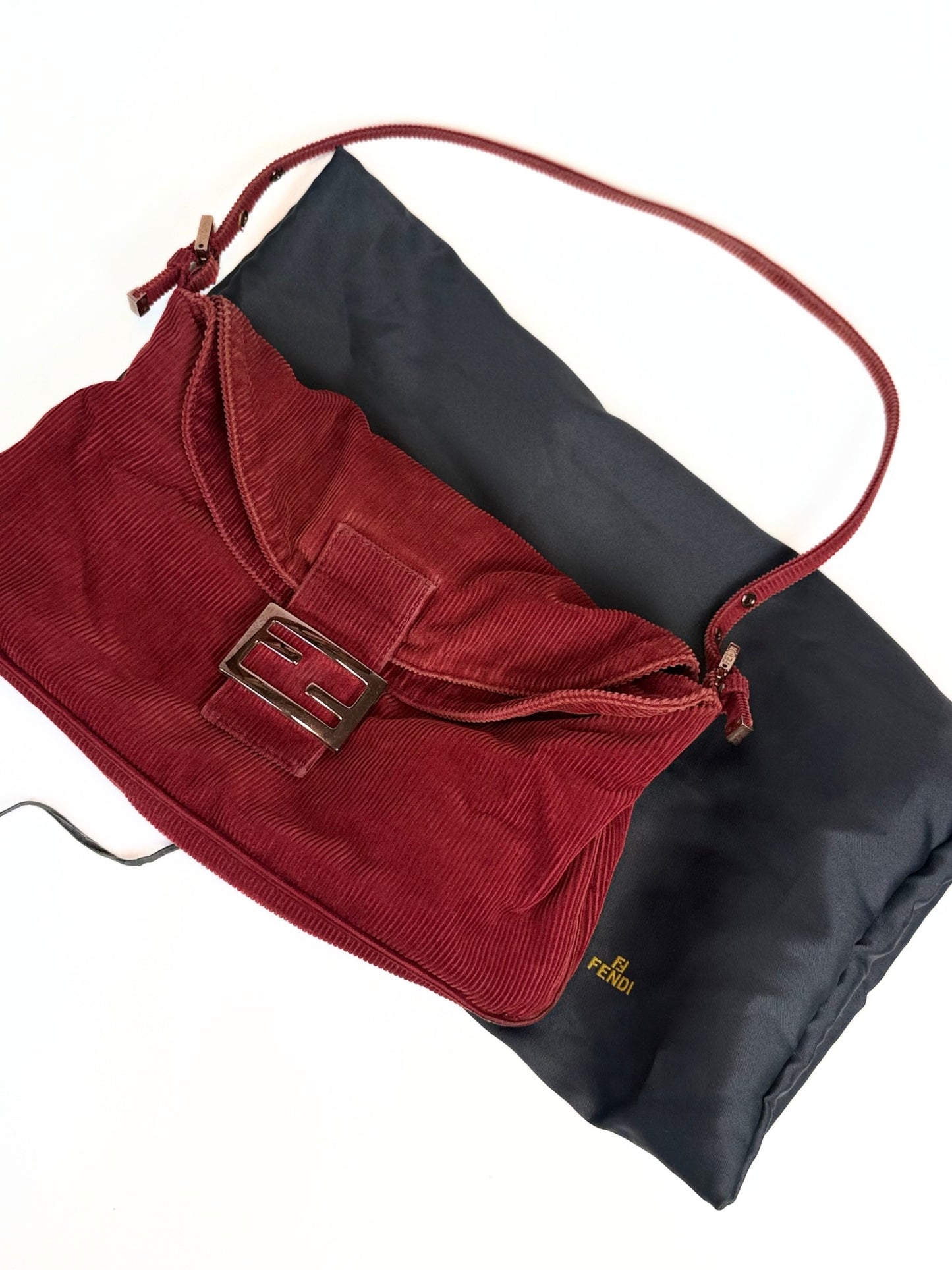 Fendi Mamma Baguette red corduroy