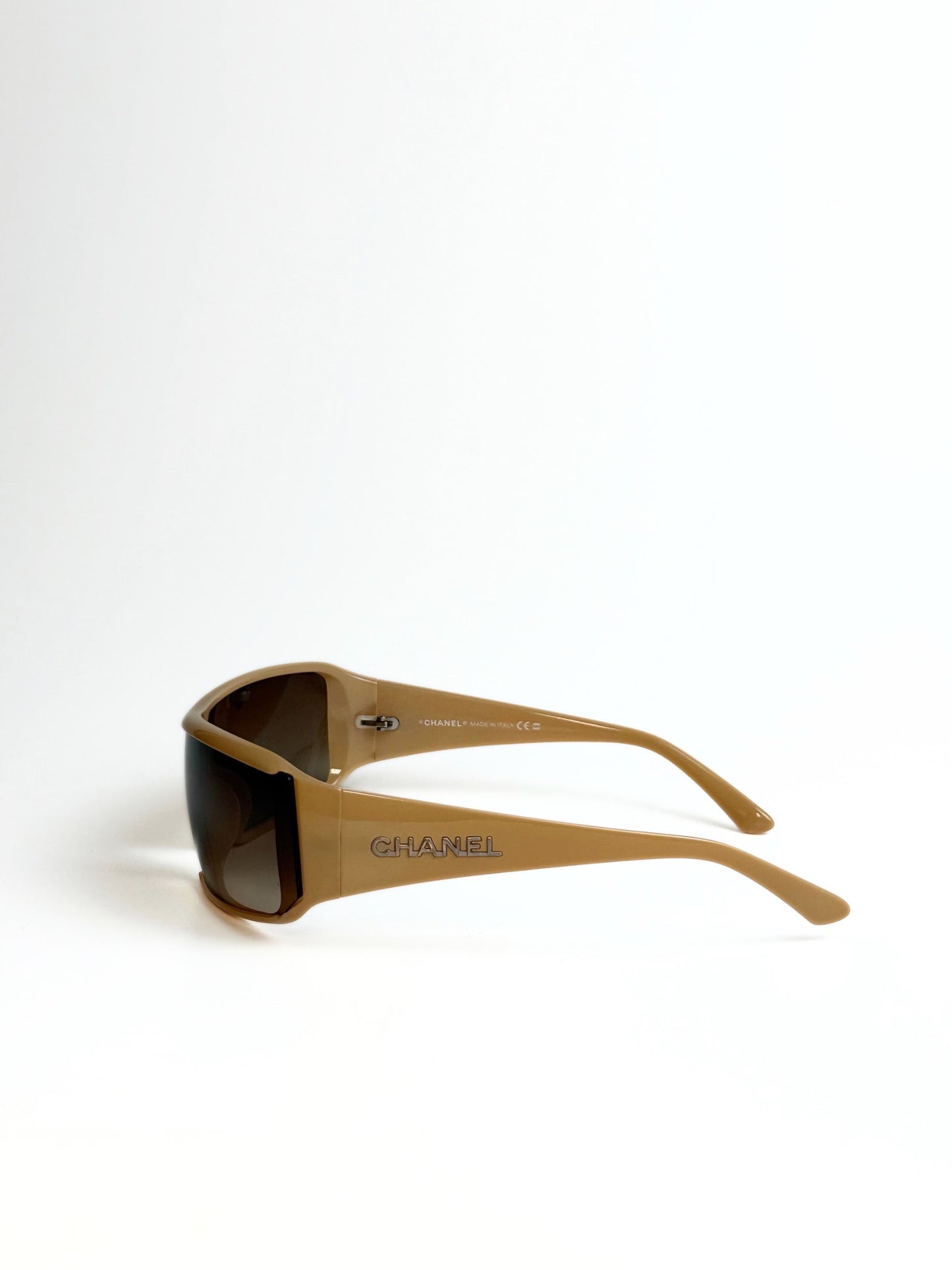 Vintage Chanel Shield Sunglasses Nude 5103 C710/13 with Case