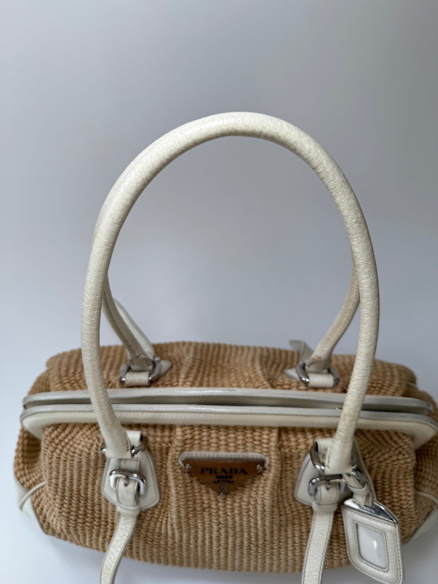 Prada Woven Raffia Shoulder Bag