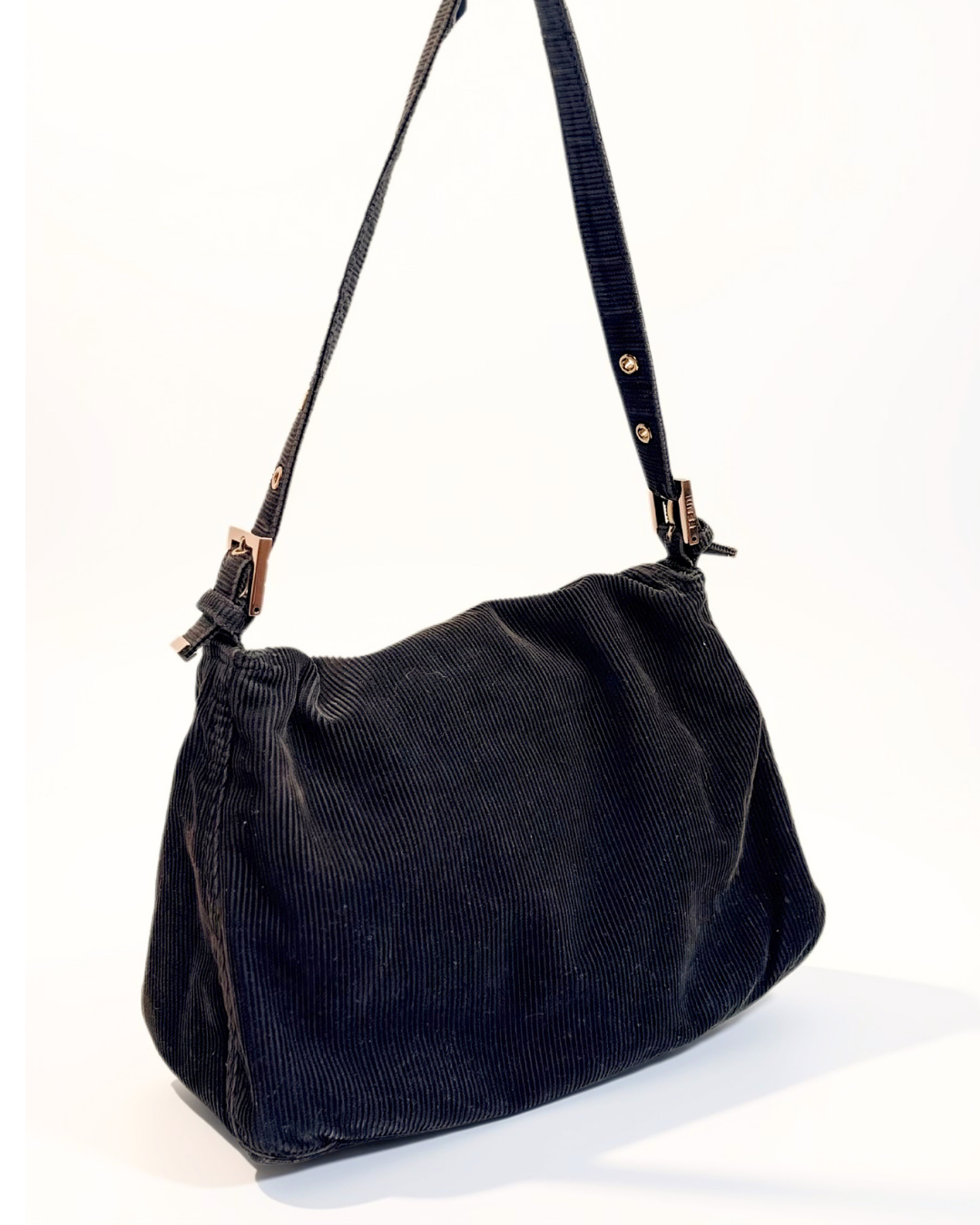 Fendi Mamma Baguette in dark brown corduroy