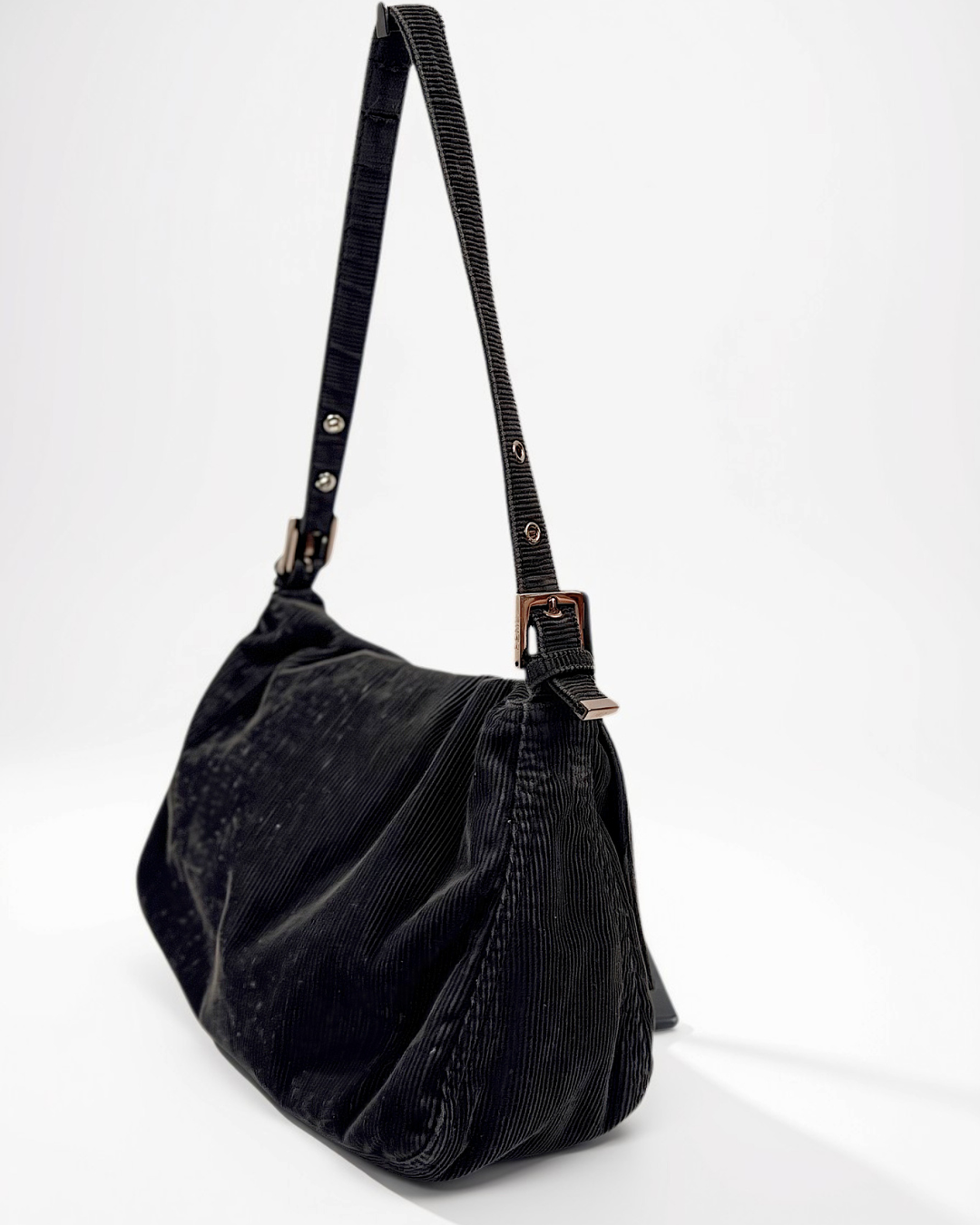 Fendi Mamma Baguette in dark brown corduroy