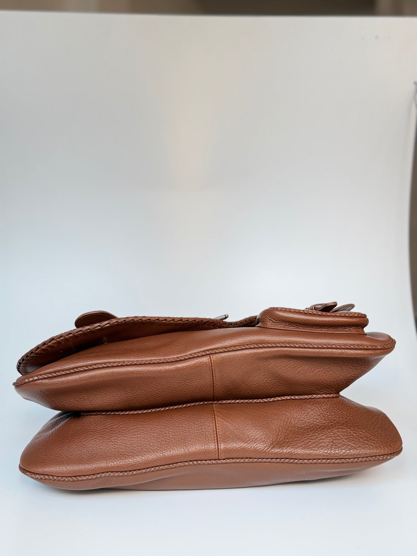 Vintage Christian Dior Gaucho bag brown grained leather