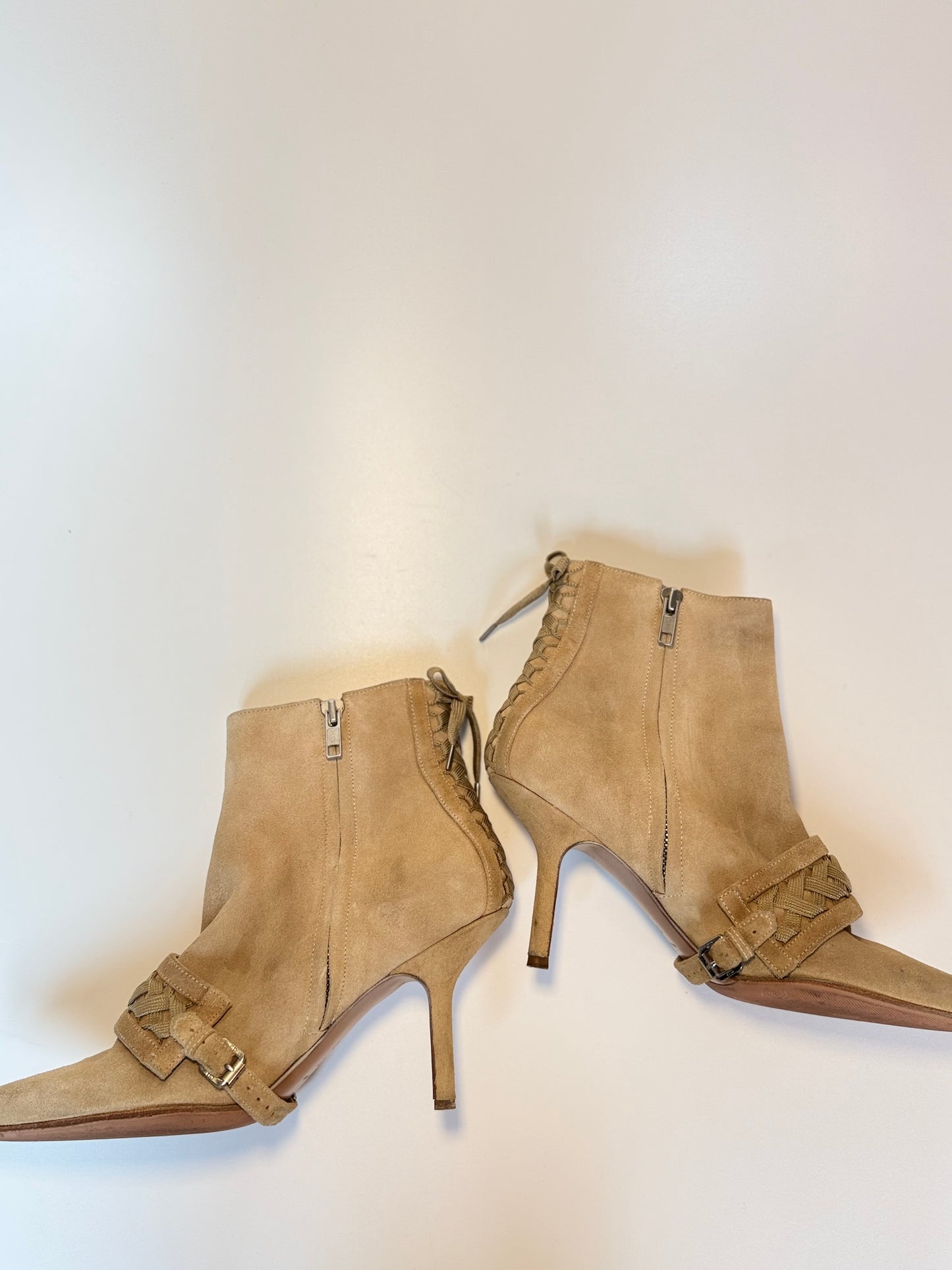 Vintage Christian Dior Ankle Boots beige suede