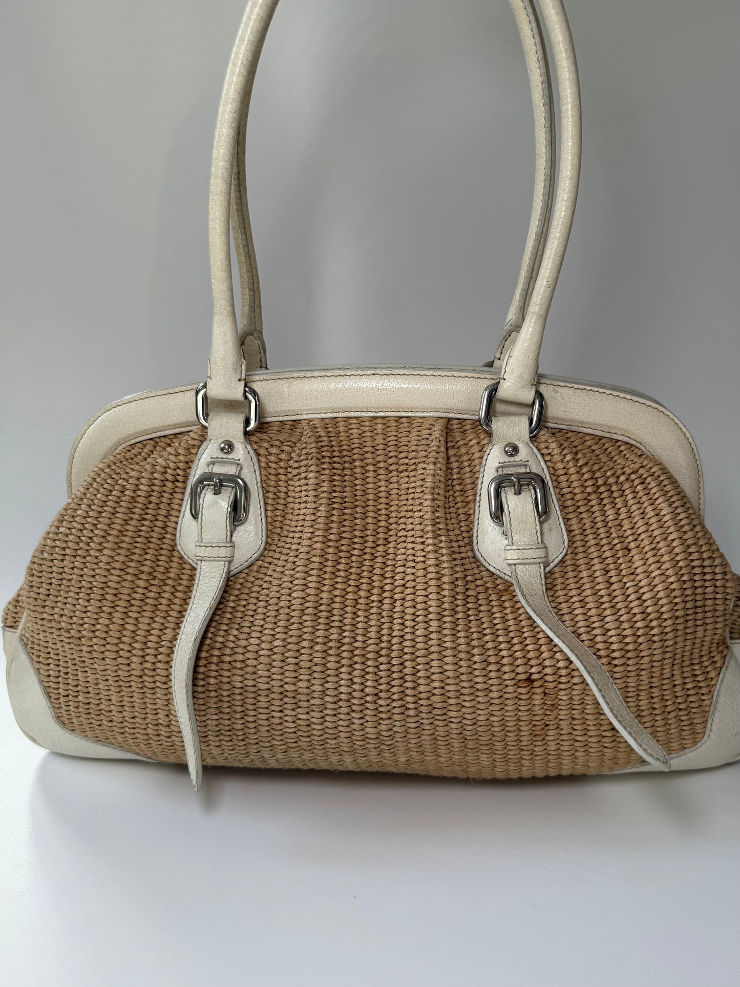 Prada Woven Raffia Shoulder Bag