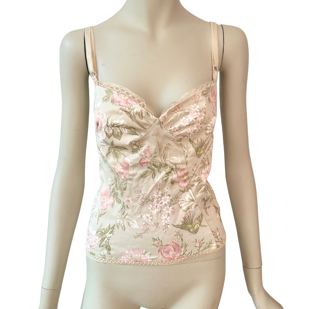 Vintage D&G Dolce & Gabbana Spring/Summer 2006 Floral Hummingbird Bustier Cami