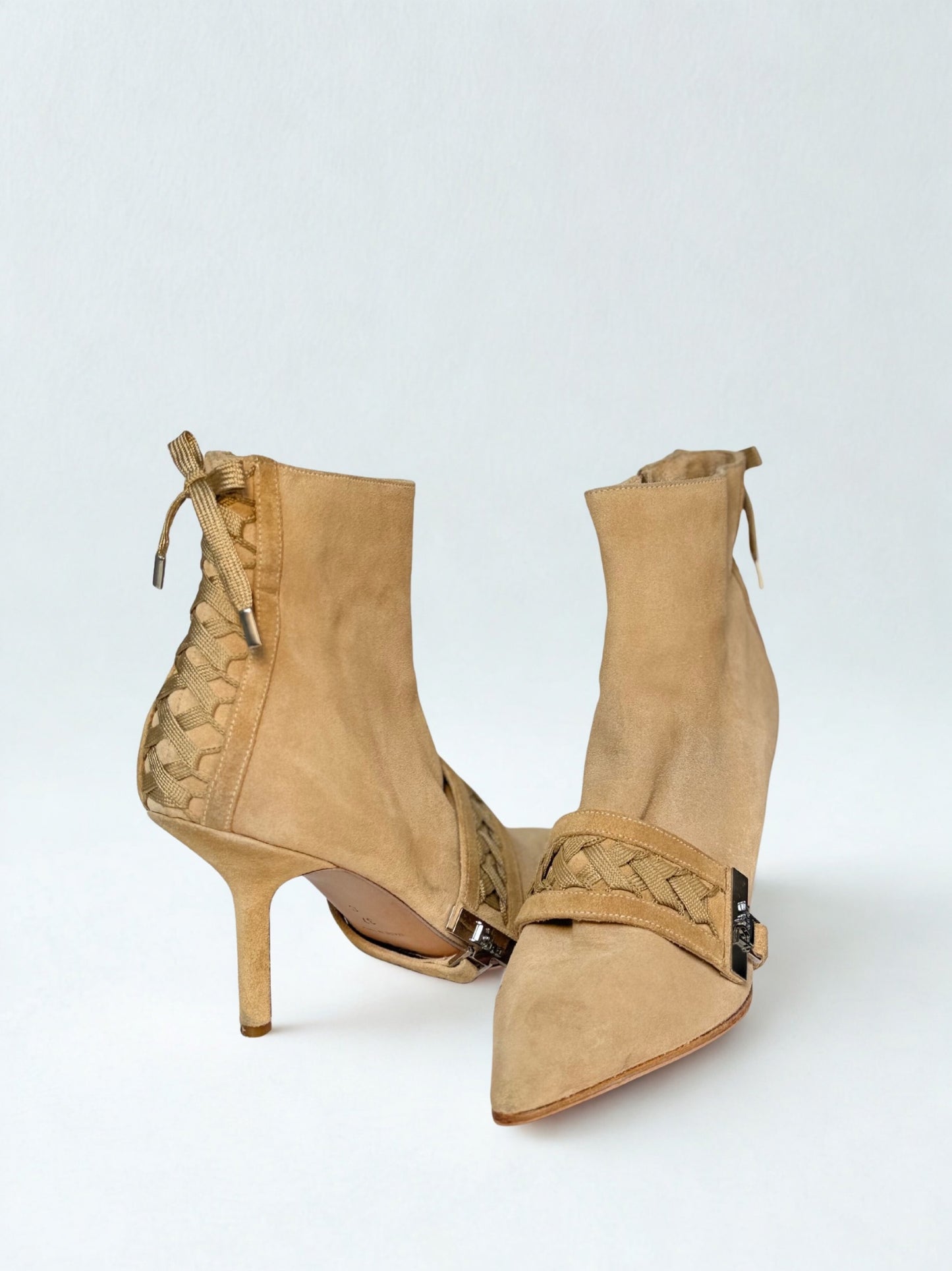 Vintage Christian Dior Ankle Boots beige suede