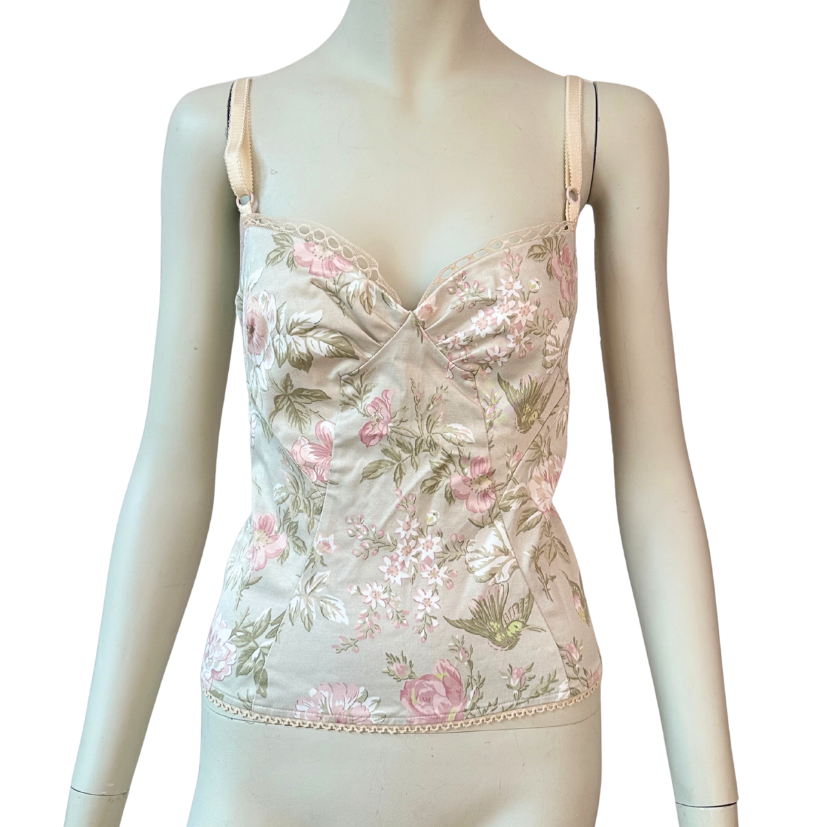 Vintage D&G Dolce & Gabbana Spring/Summer 2006 Floral Hummingbird Bustier Cami