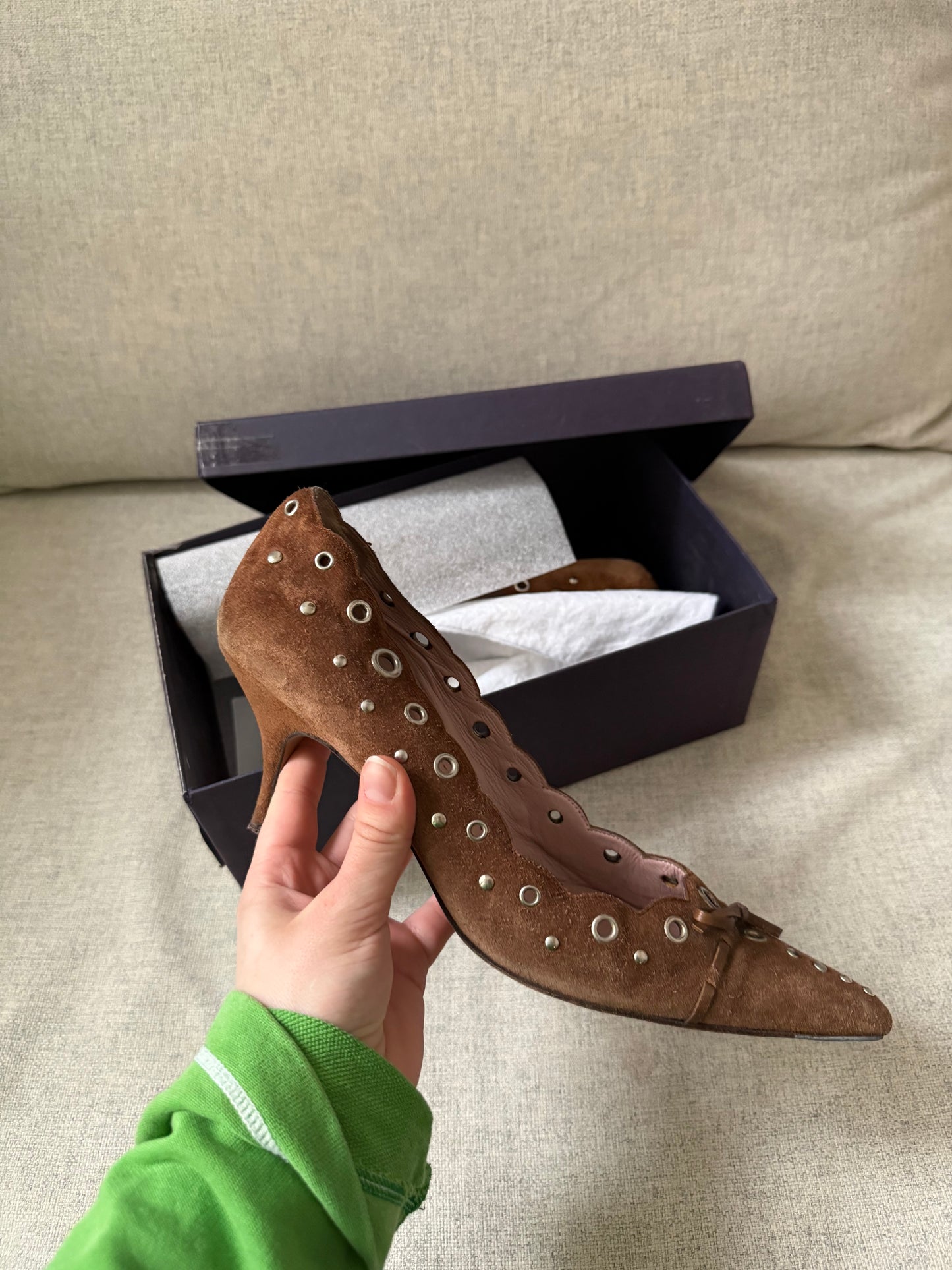 Prada Suede Kitten Heels