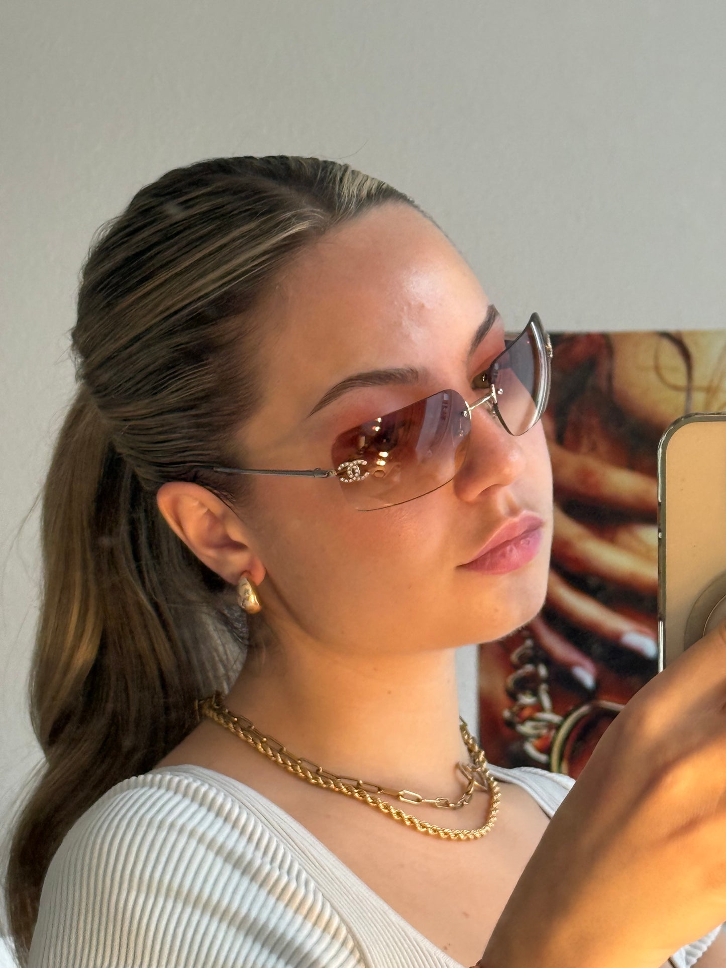 Chanel Vintage Rimless Sunglasses rhinestones – Model 4017D C12489