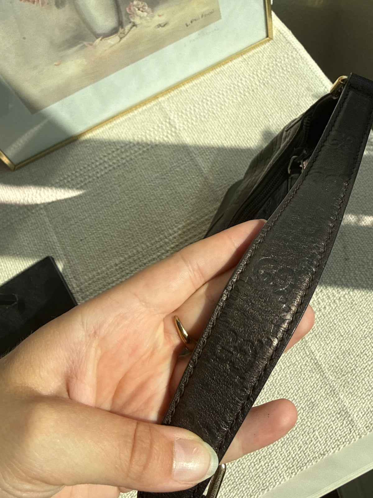 Vintage Gucci GG Embossed Leather Hobo Bag – Brown Bronze Shimmer