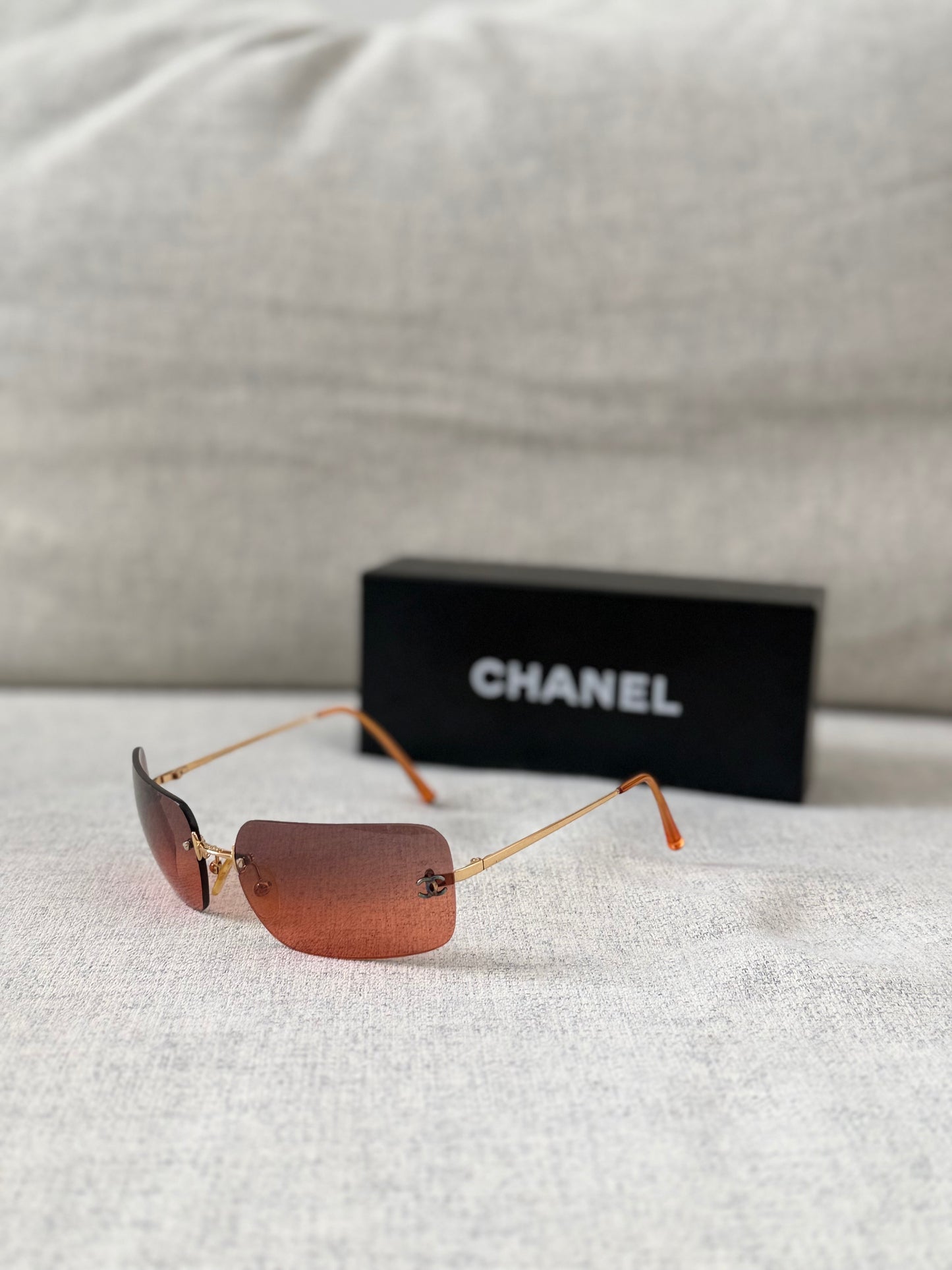 Chanel Rimless Ombre Sunglasses Red