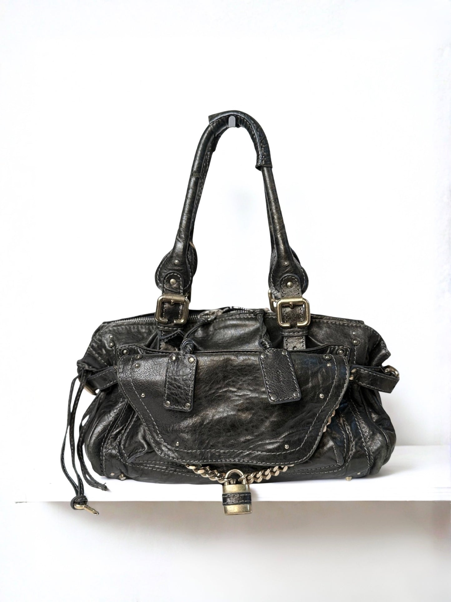 Vintage Chloé Paddington Black Leather Bag with Padlock