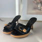 Chanel Vintage Wooden Heel Mules – Black Leather