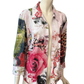 Vintage Roberto Cavalli printed Leather Jacket Rose Leo