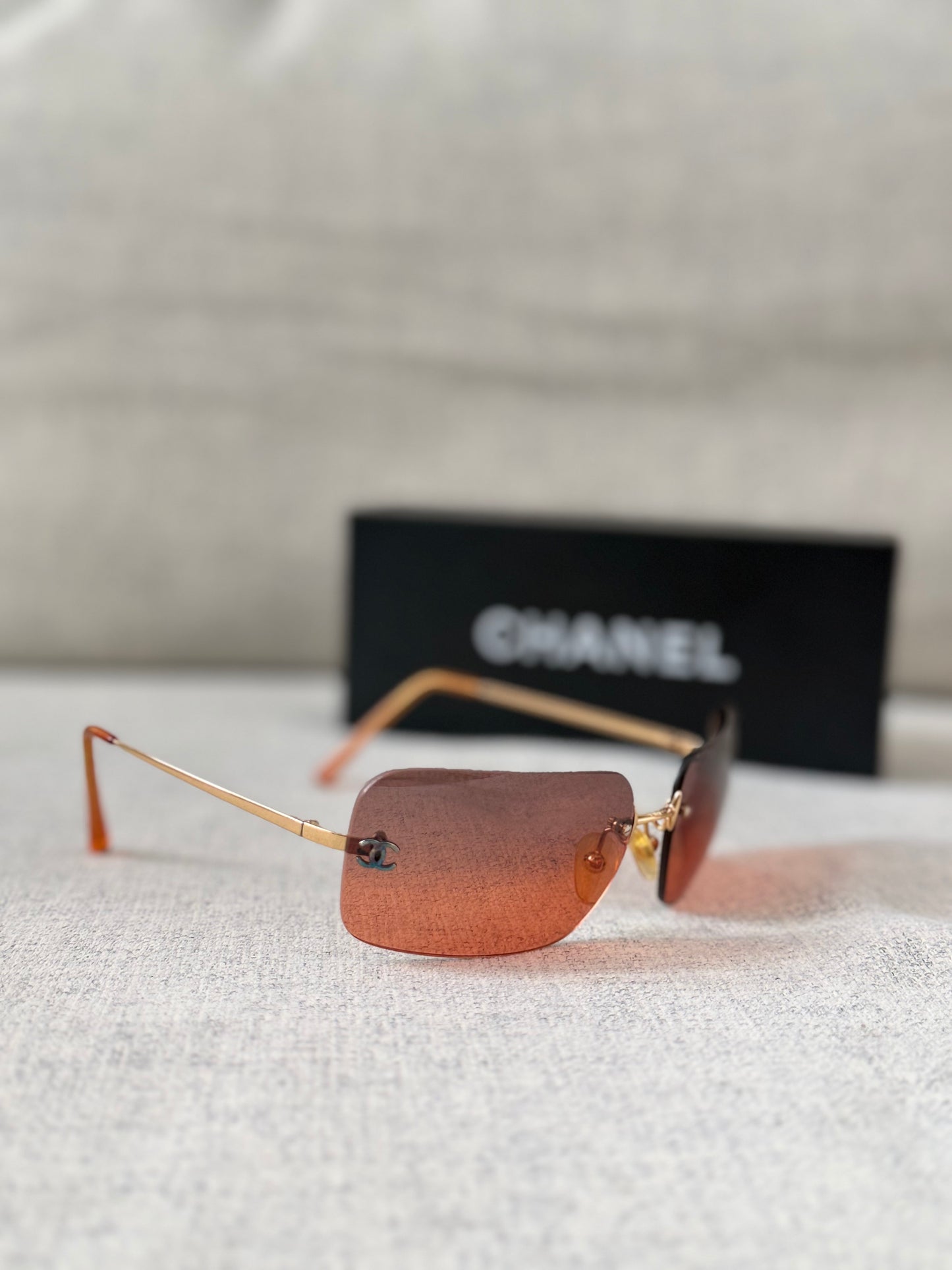 Chanel Rimless Ombre Sunglasses Red