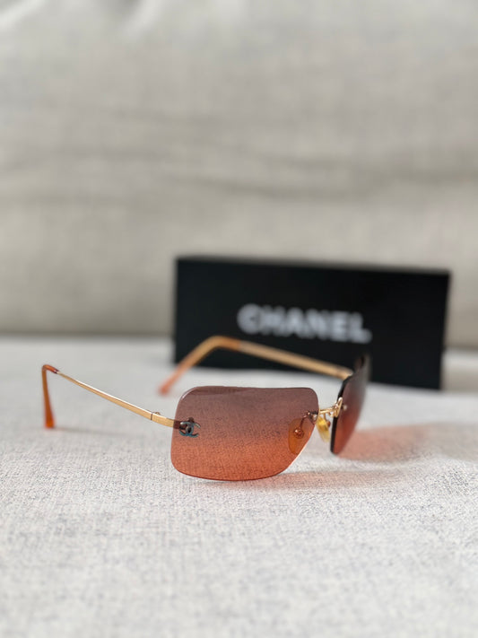 Chanel Rimless Ombre Sunglasses Red
