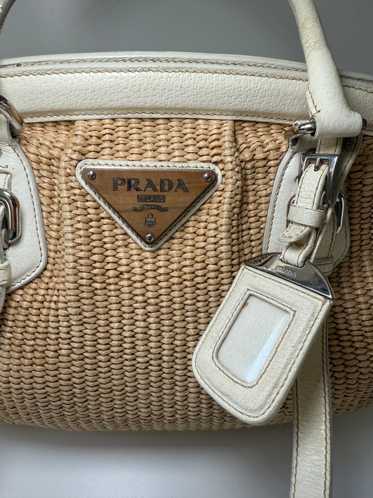 Prada Woven Raffia Shoulder Bag