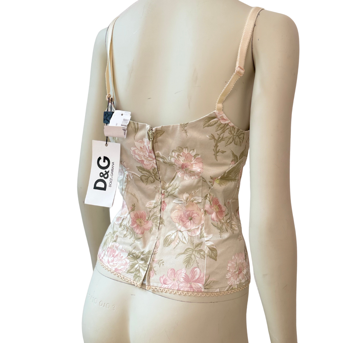 Vintage D&G Dolce & Gabbana Spring/Summer 2006 Floral Hummingbird Bustier Cami