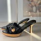 Chanel Vintage Wooden Heel Mules – Black Leather