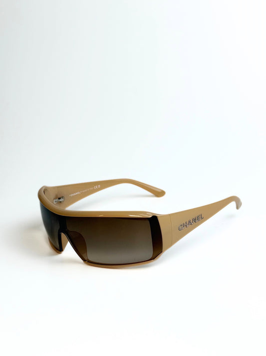 Vintage Chanel Shield Sunglasses Nude 5103 C710/13 with Case