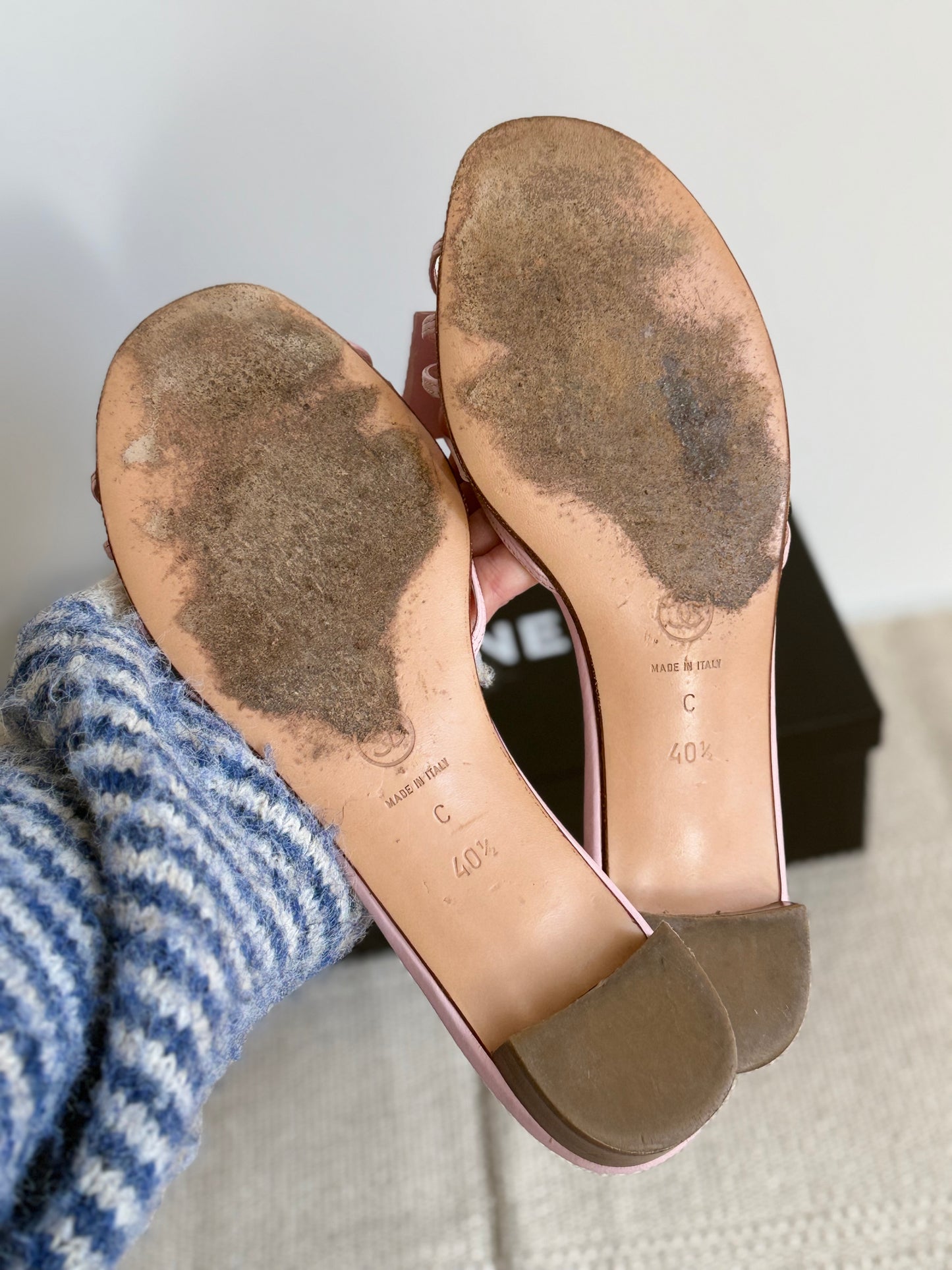 Chanel Sandals Pink Bow Size 40,5