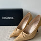 Vintage Chanel Pointed Toe Heels – Beige Leather, Size 40