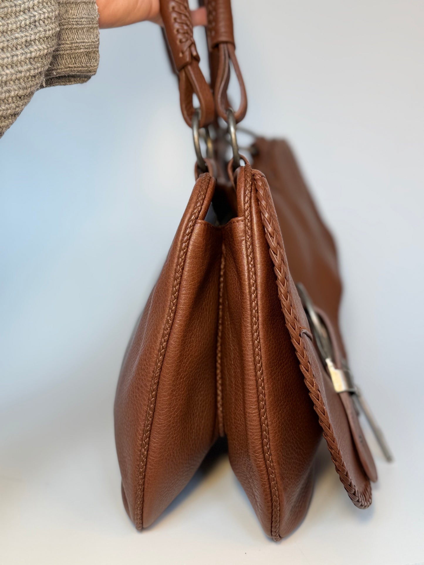 Vintage Christian Dior Gaucho bag brown grained leather