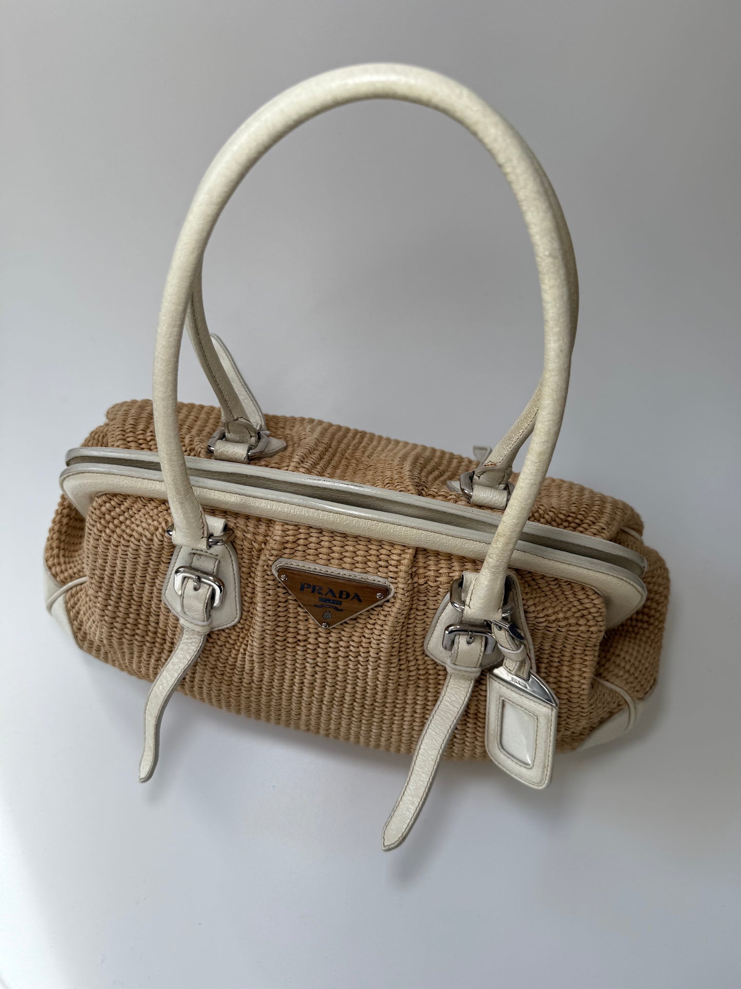 Prada Woven Raffia Shoulder Bag