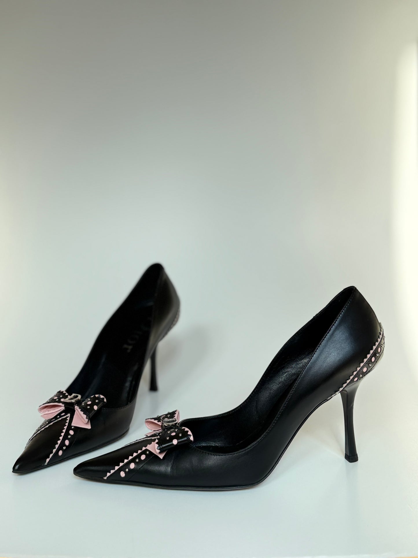 Christian Dior Black & Pink Bow Pointed-Toe Pumps, EU 39