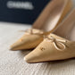 Vintage Chanel Pointed Toe Heels – Beige Leather, Size 40