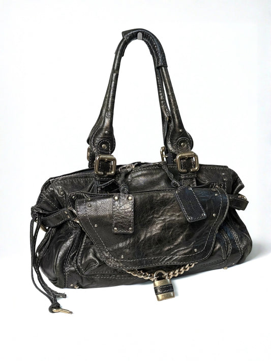 Vintage Chloé Paddington Black Leather Bag with Padlock