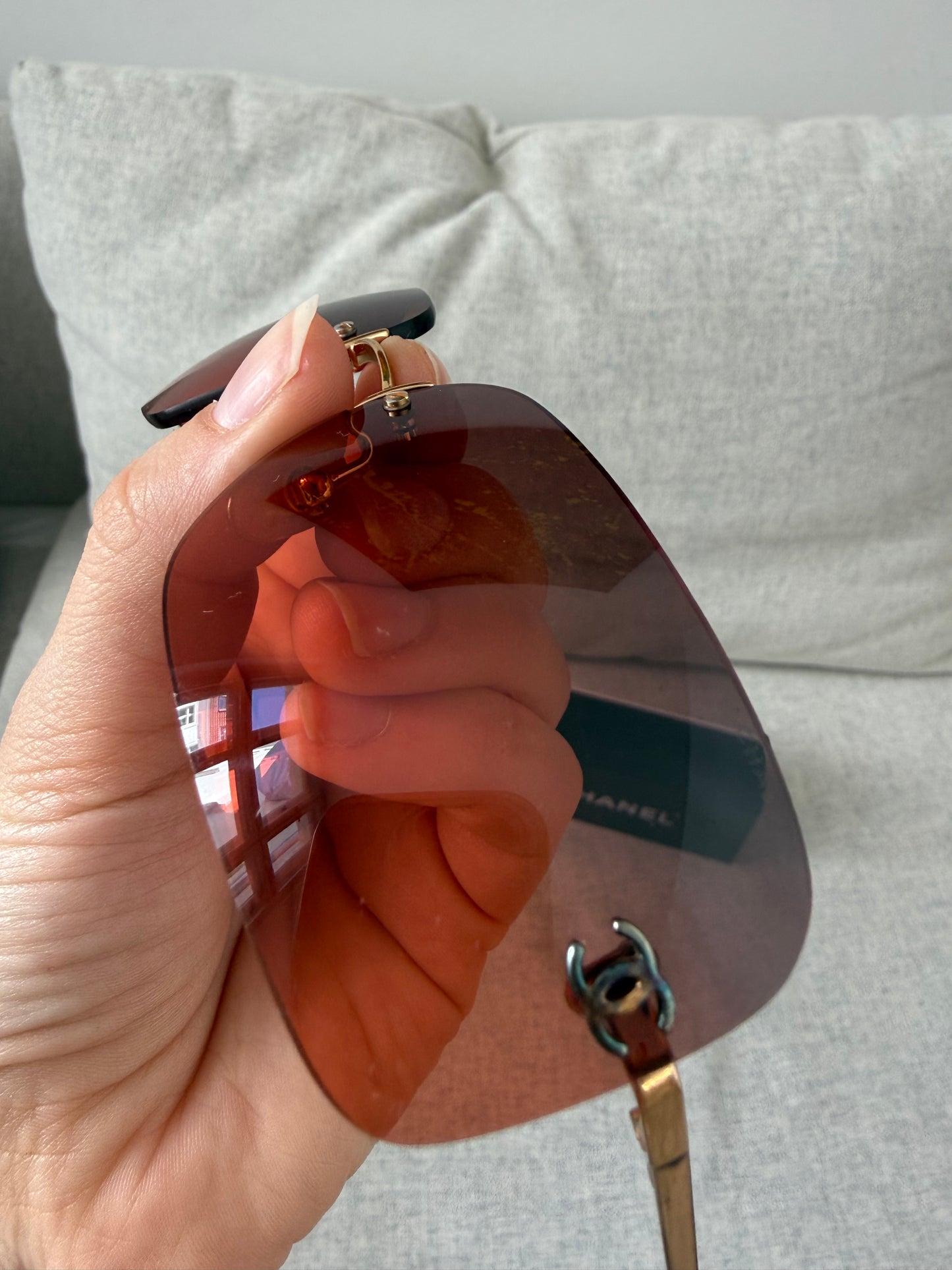 Chanel Rimless Ombre Sunglasses Red