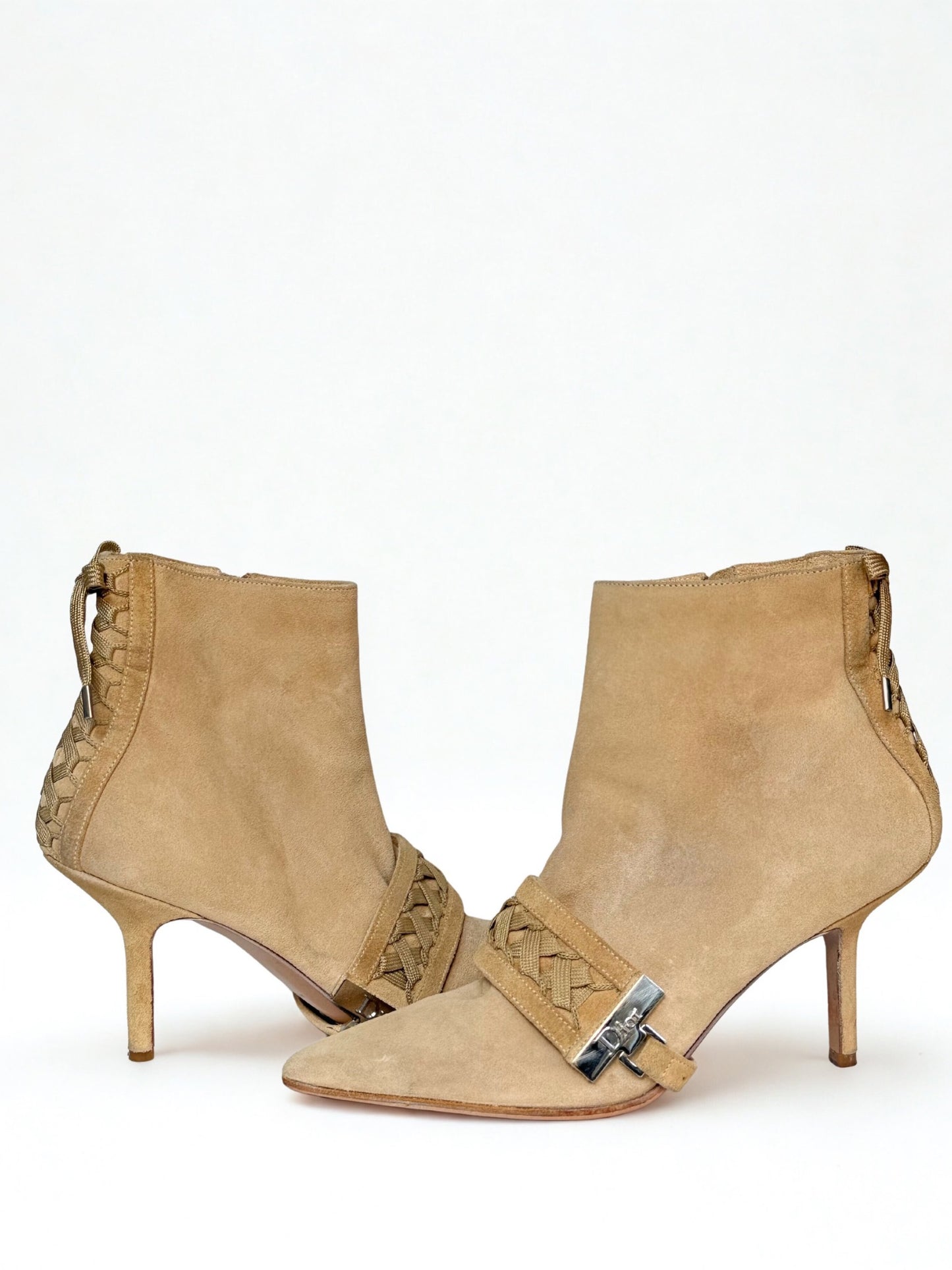 Vintage Christian Dior Ankle Boots beige suede