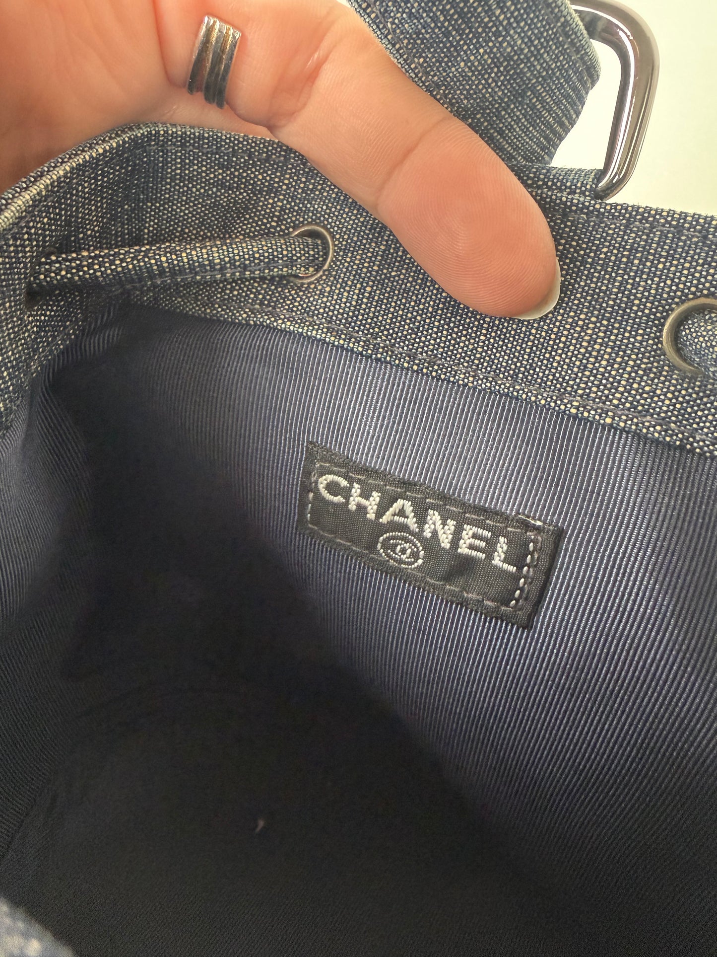 Chanel Sequin Denim Bucket Bag