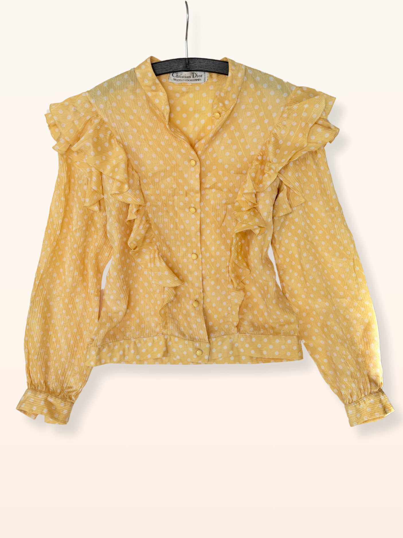 Vintage Christian Dior Blouse Polka Dots – 100% Silk