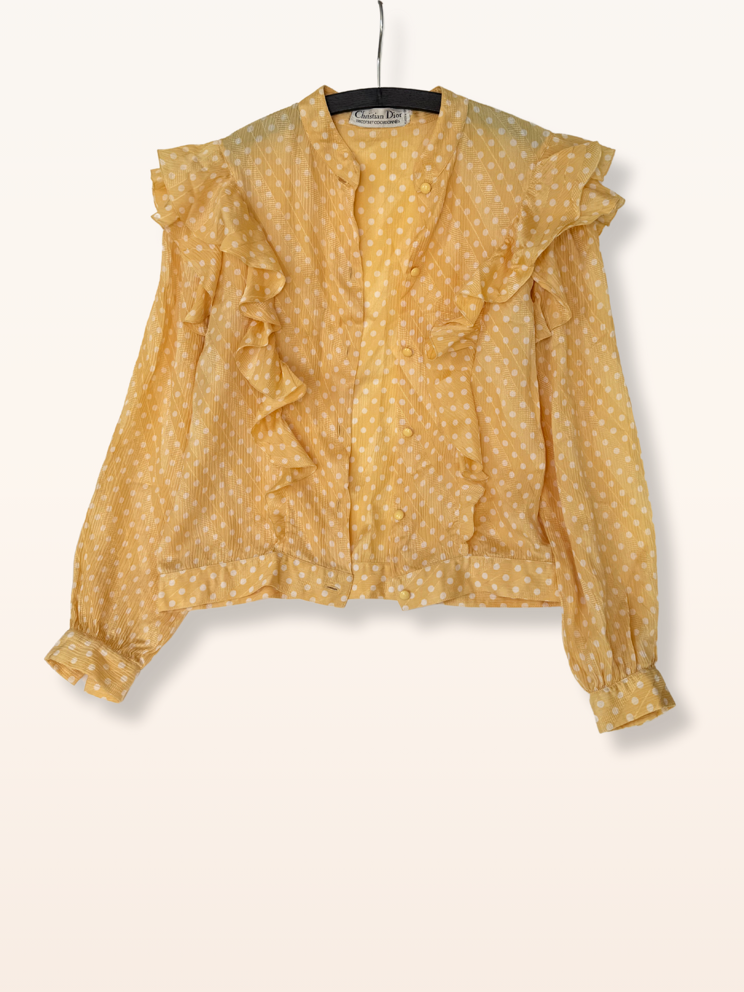 Vintage Christian Dior Blouse Polka Dots – 100% Silk