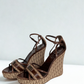 Christian Dior wedge sandals size 37 – vintage monogram canvas with brown leather straps
