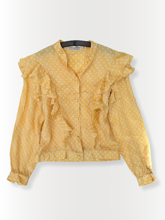 Vintage Christian Dior Blouse Polka Dots – 100% Silk