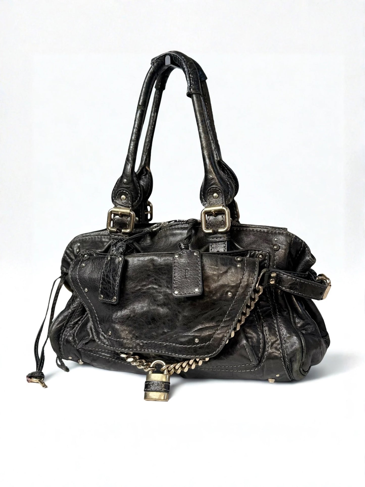 Vintage Chloé Paddington Black Leather Bag with Padlock