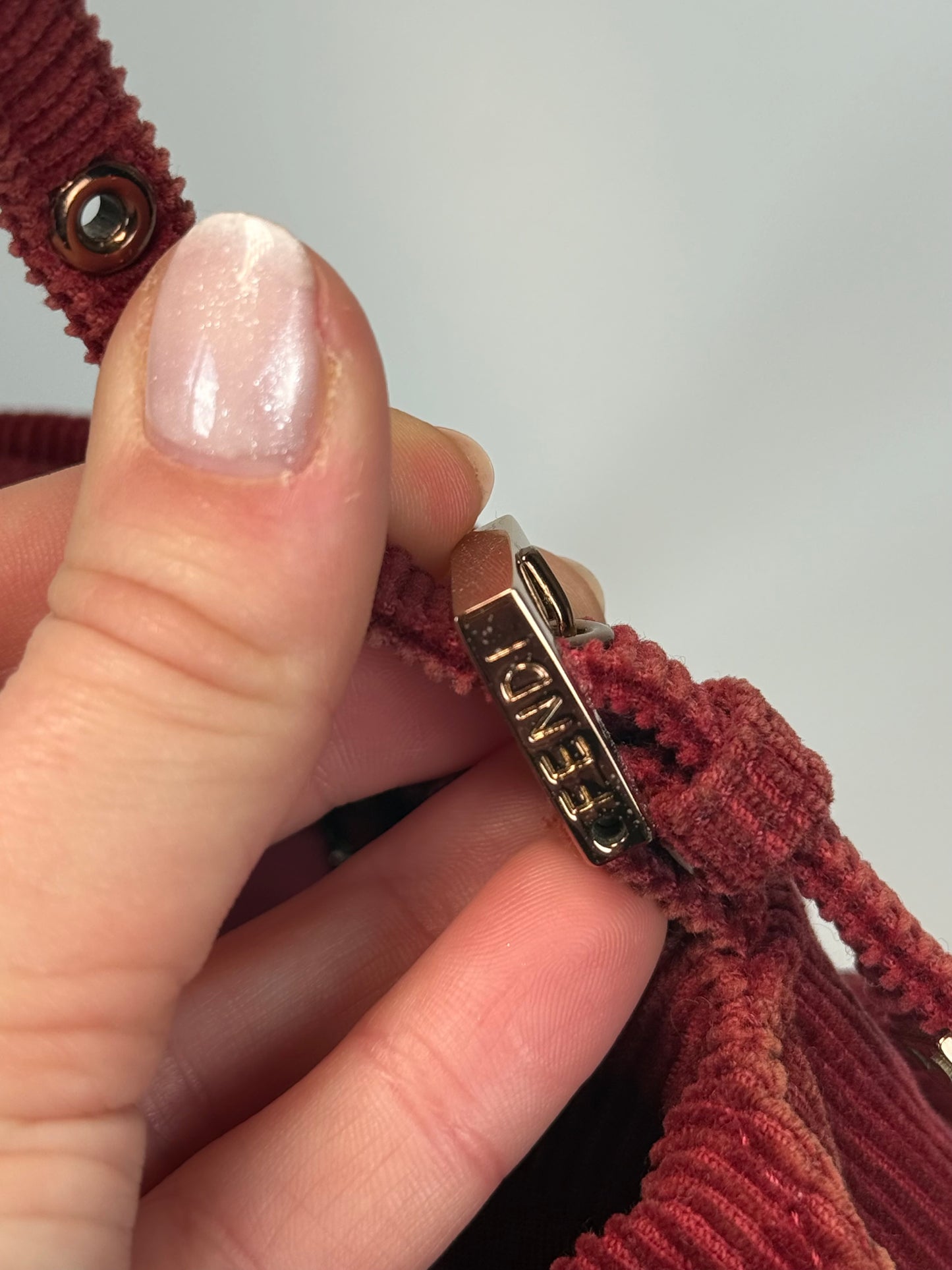 Fendi Mamma Baguette red corduroy