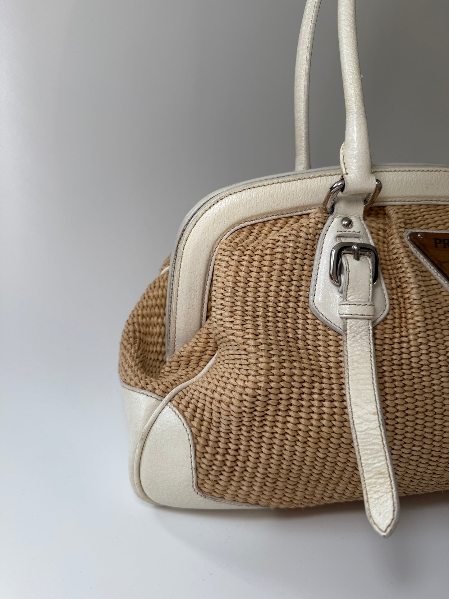 Prada Woven Raffia Shoulder Bag