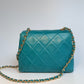Chanel Mini Camellia Flap Bag in Turquoise Leather